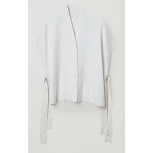 COS Button-Up Cotton/Yak Woo Blend Kimono Cardigan in Cream, US L